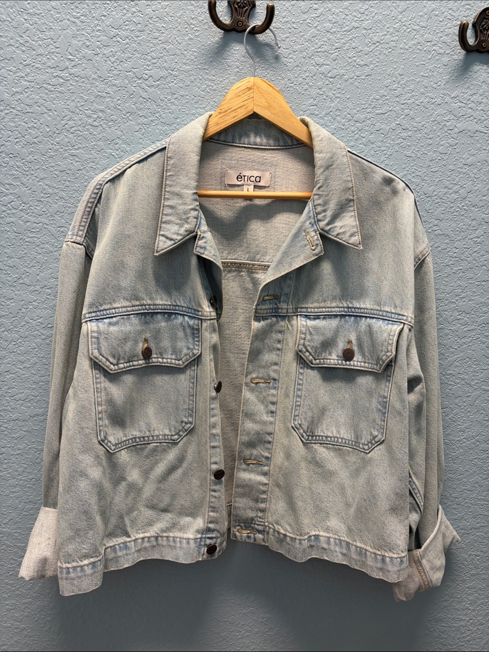 Etica Light Blue Denim Cropped Jean Jacket